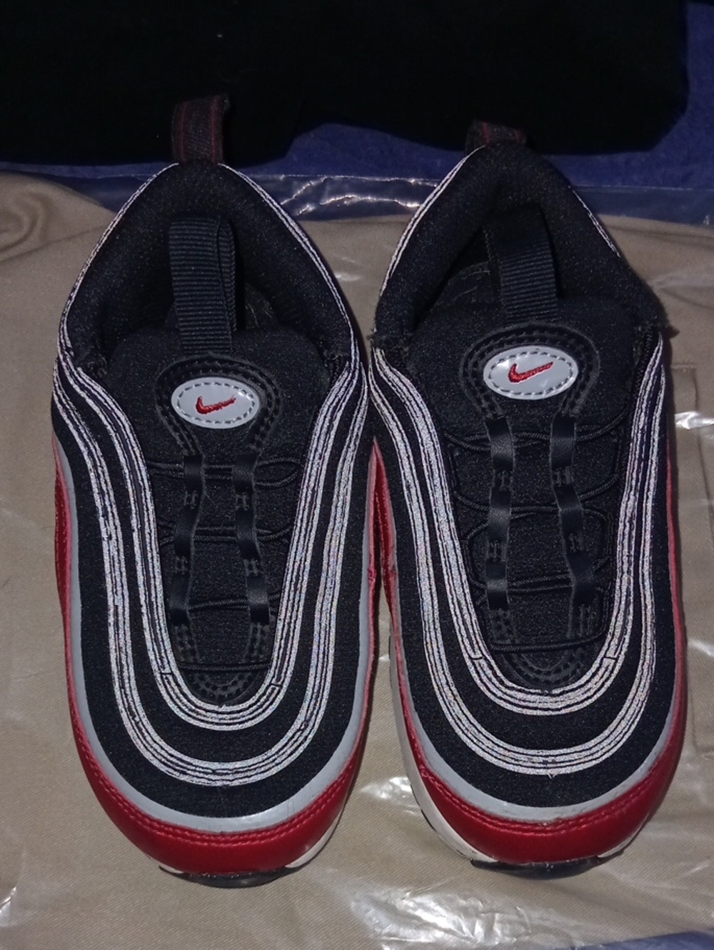 Nike Air Max Kids' Black and Red Slip-On Sneakers